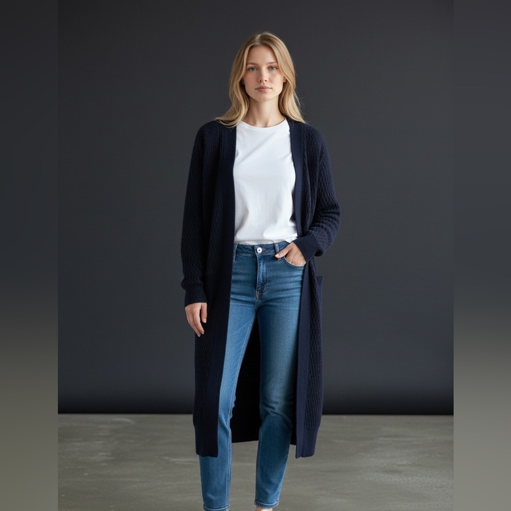 James Perse Estilo navy knitted cashmere cardigan